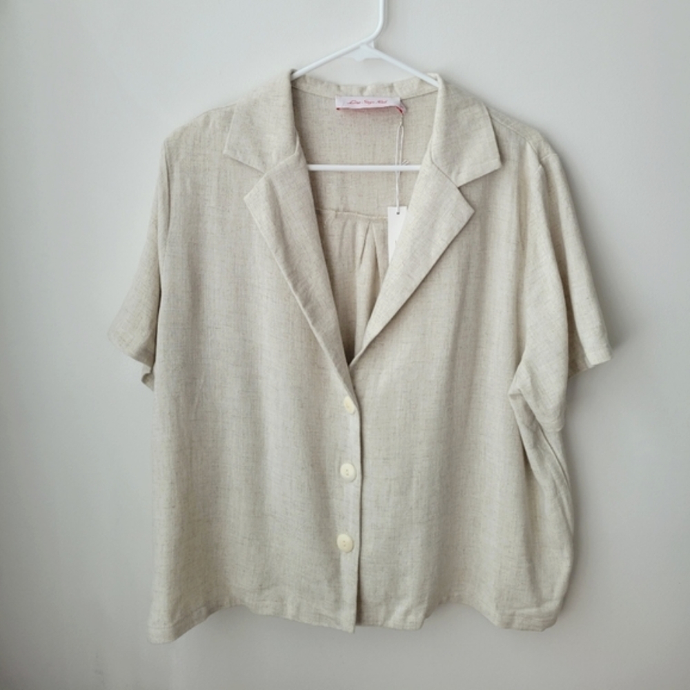 lisa says gah linen andie linen set top, x-large